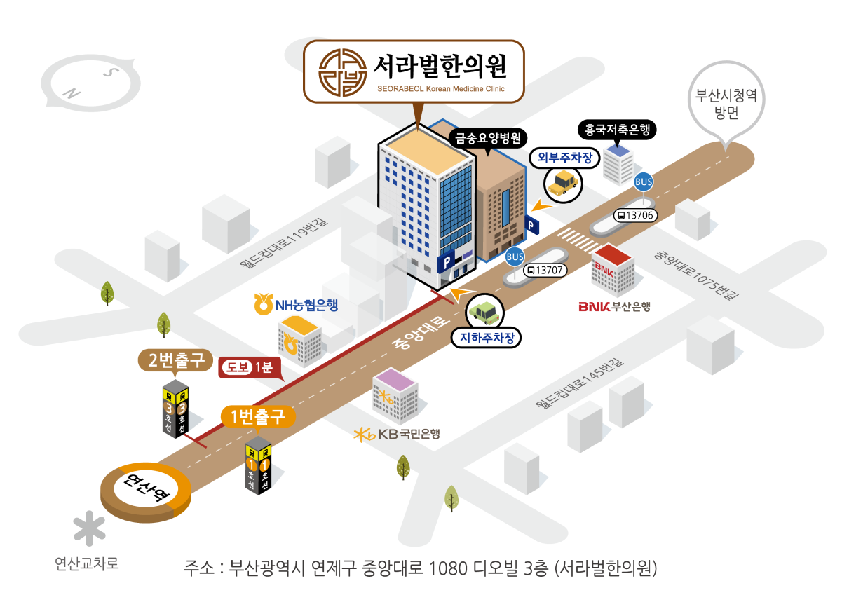 서라벌한의원 오시는 길 그림 지도