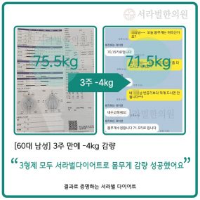 [60대 남성] 3주 만에 -4kg 감량